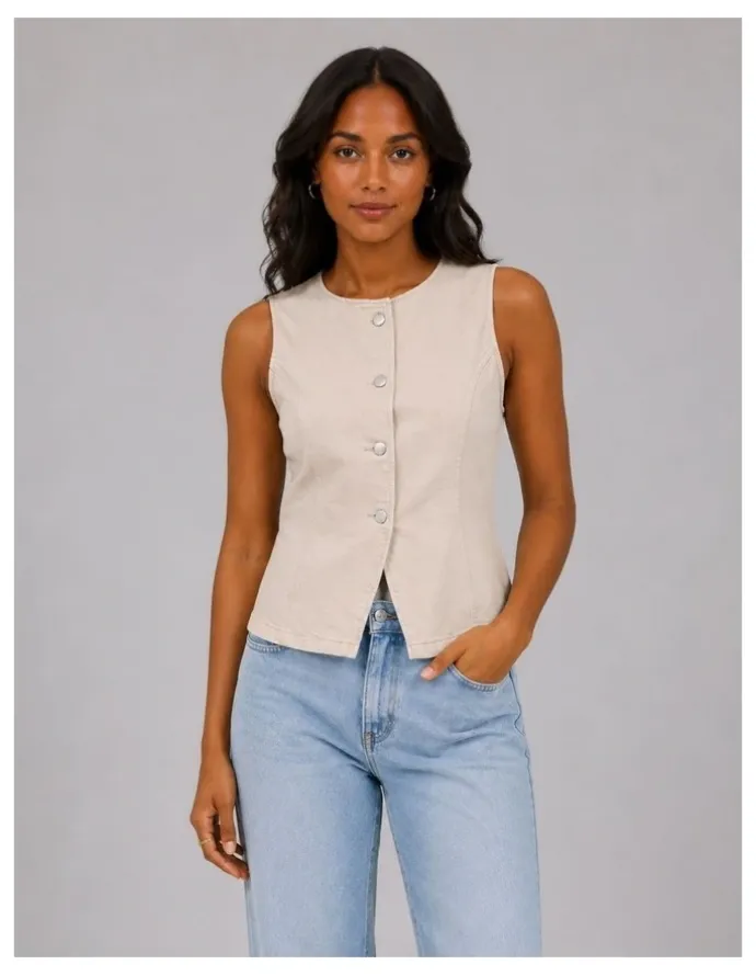 ONLY Everly Waistcoat Top in Cream