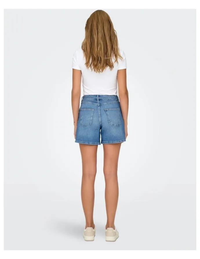 ONLY Gianna Mid Waist Belted Shorts in Blue