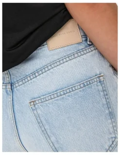 ONLY Hope High Waisted Loose Long Denim Shorts in Light Blue Denim