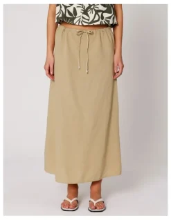 ONLY Jakiri Linen Maxi Skirt in Humus