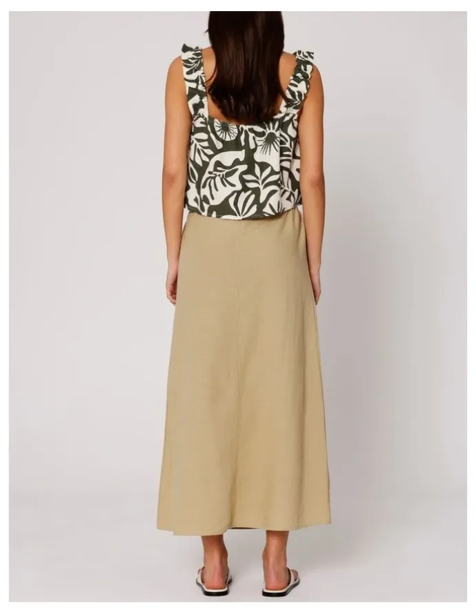 ONLY Jakiri Linen Maxi Skirt in Humus