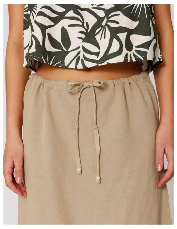 ONLY Jakiri Linen Maxi Skirt in Humus