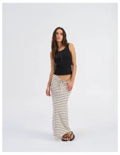 ONLY Jana Loose Stripe Skirt in White