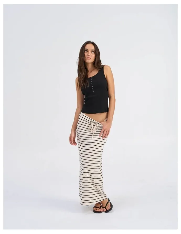 ONLY Jana Loose Stripe Skirt in White