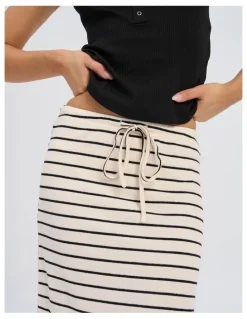 ONLY Jana Loose Stripe Skirt in White