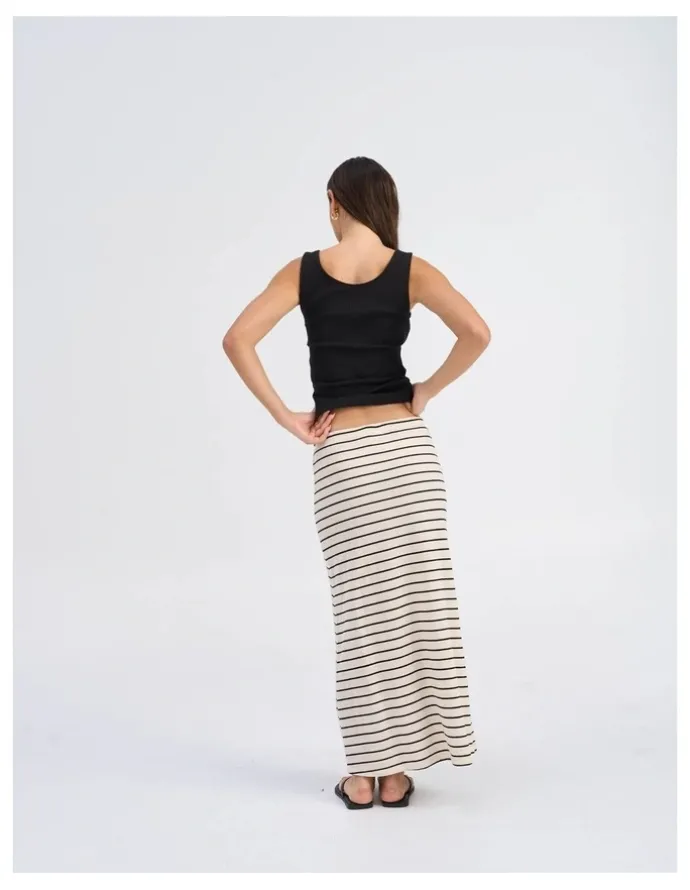 ONLY Jana Loose Stripe Skirt in White