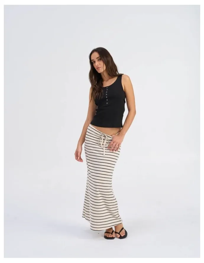 ONLY Jana Loose Stripe Skirt in White
