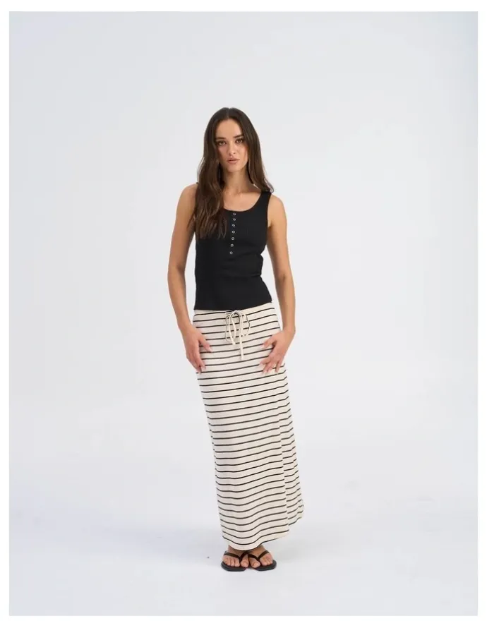 ONLY Jana Loose Stripe Skirt in White