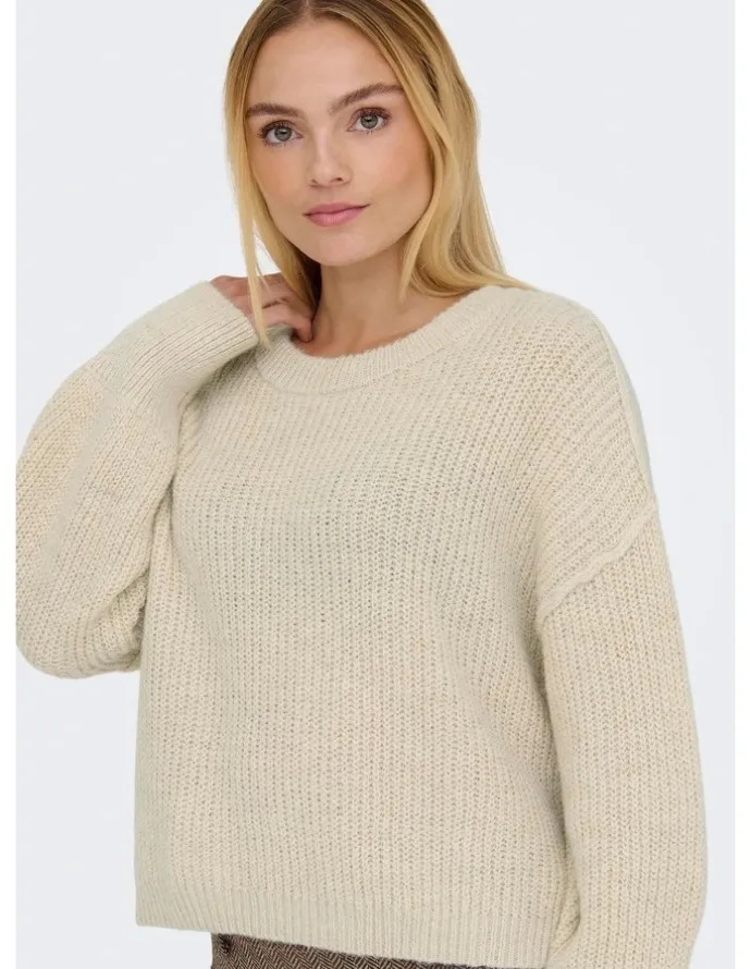 ONLY Mally Long Sleeve Knit in Stone