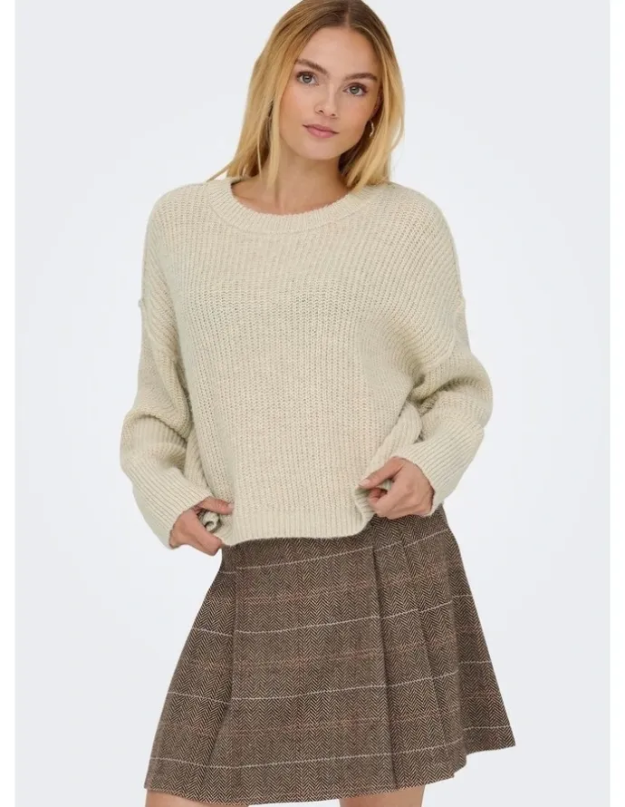 ONLY Mally Long Sleeve Knit in Stone