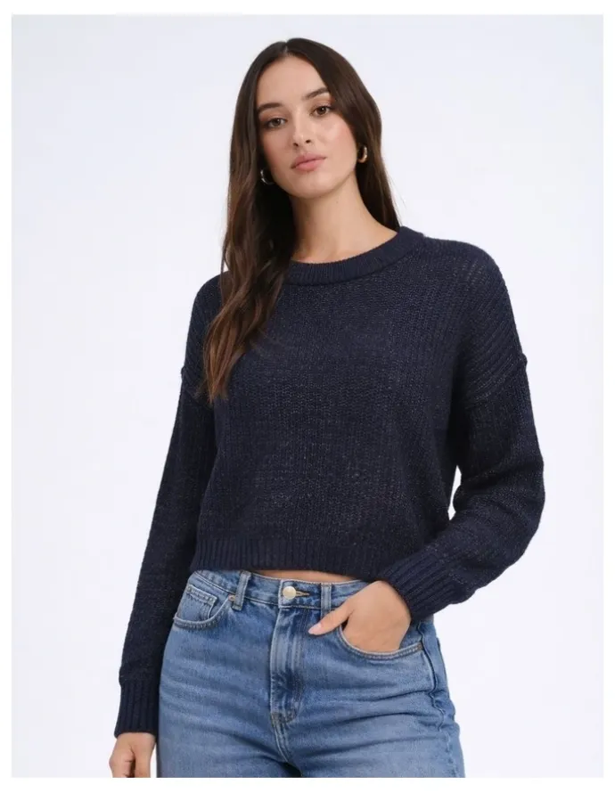 ONLY Mally Long Sleeve Life Knit in Navy