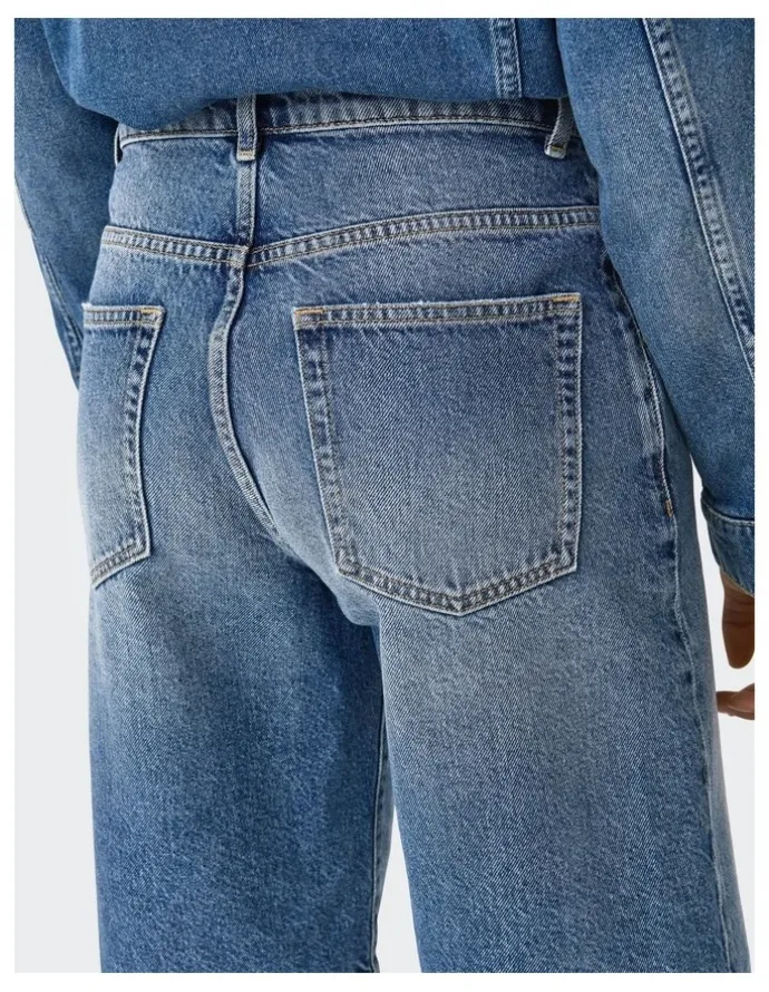ONLY Mate Baggy Long Shorts in Mid Blue Denim