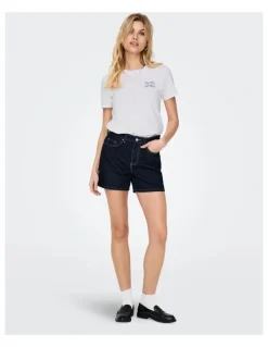 ONLY Phine Denim Shorts in Dark Blue Denim