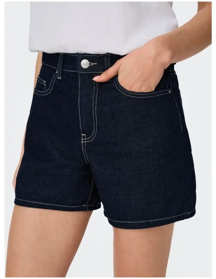 ONLY Phine Denim Shorts in Dark Blue Denim