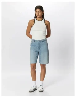 ONLY Sonny High Waist Wide Denim Shorts in Light Blue