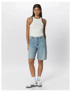ONLY Sonny High Waist Wide Denim Shorts in Light Blue