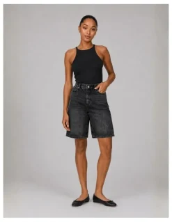 ONLY Sonny High Waisted Wide Denim Shorts in Black