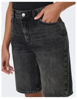 ONLY Sonny High Waisted Wide Denim Shorts in Black
