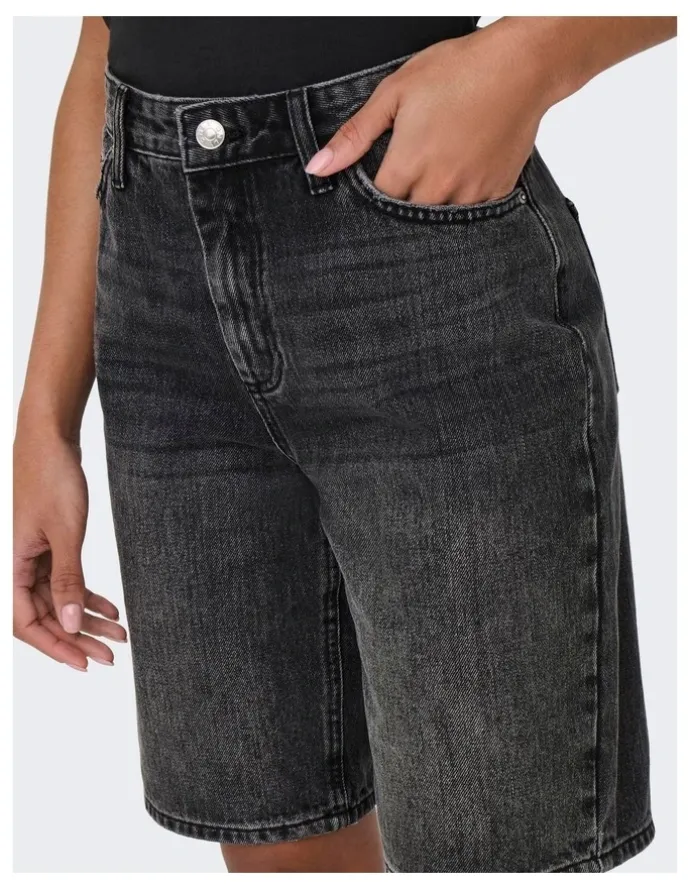 ONLY Sonny High Waisted Wide Denim Shorts in Black