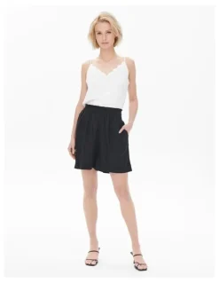 ONLY Tokyo Life High Waisted Linen Shorts in Black