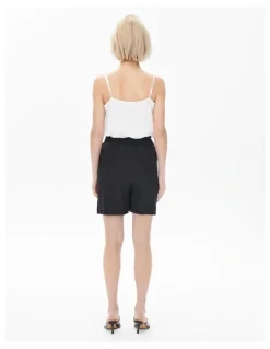 ONLY Tokyo Life High Waisted Linen Shorts in Black