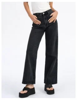 ONLY Victoria High Waisted Pocket Flared Denim Jeans in Washed Black