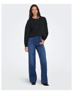 ONLY Madison-Royal High Waisted Wide Jeans in Dark Blue Denim