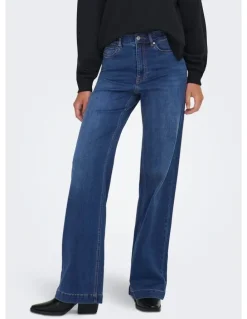 ONLY Madison-Royal High Waisted Wide Jeans in Dark Blue Denim