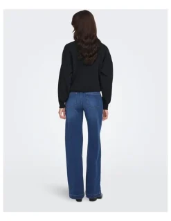 ONLY Madison-Royal High Waisted Wide Jeans in Dark Blue Denim