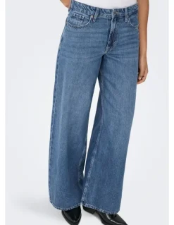 ONLY Silky Soft High Waisted Wide Denim in Mid Blues