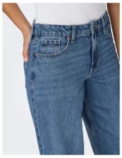 ONLY Silky Soft High Waisted Wide Denim in Mid Blues