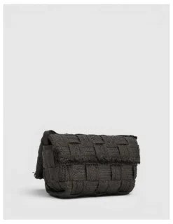 Oroton Etta Texture Medium Clutch in Dark Chocolate