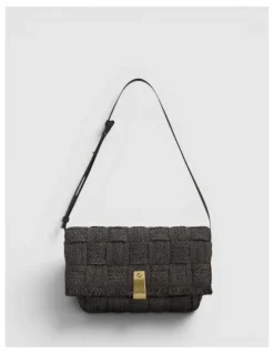 Oroton Etta Texture Medium Clutch in Dark Chocolate