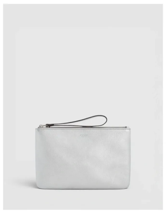 Oroton Eve Medium Pouch in Silver