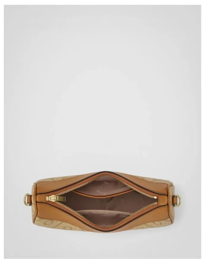 Oroton Harvey Signature Crescent Shoulder Bag in Stone/Tan