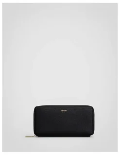 Oroton Margot Medium Zip Around Wallet in Black