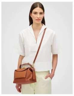 Oroton Mica Bowler Bag in Brandy