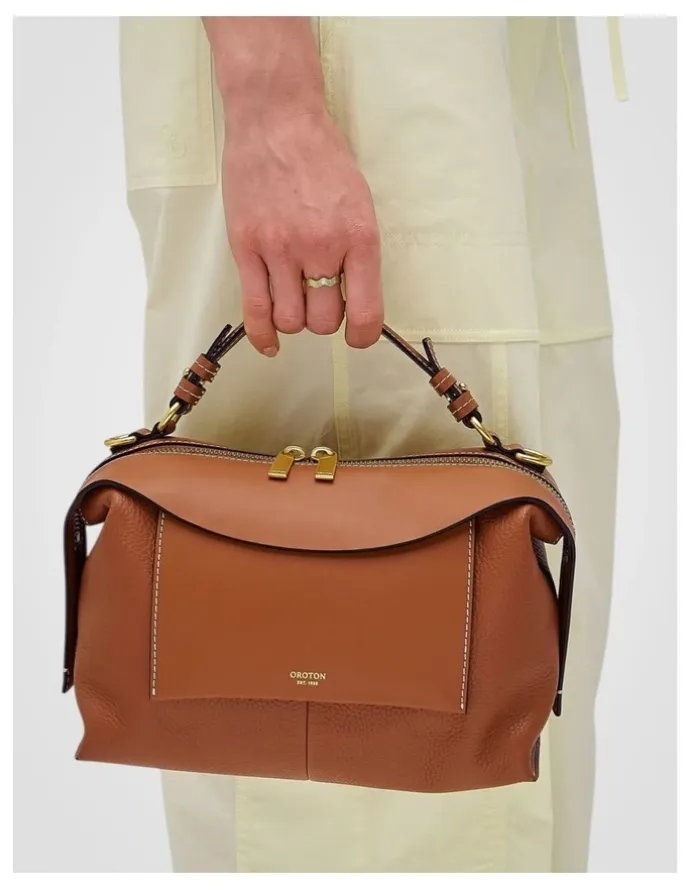 Oroton Mica Bowler Bag in Brandy