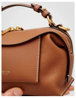 Oroton Mica Mini Bowler Bag in Brandy