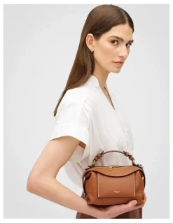 Oroton Mica Mini Bowler Bag in Brandy
