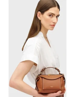 Oroton Mica Mini Bowler Bag in Brandy