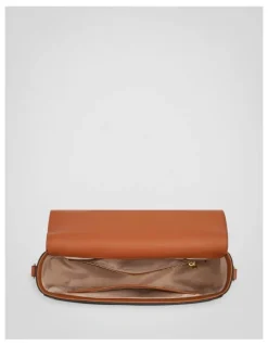 Oroton Yvonne Signature Medium Saddle Bag in Cognac