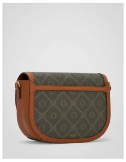 Oroton Yvonne Signature Medium Saddle Bag in Cognac