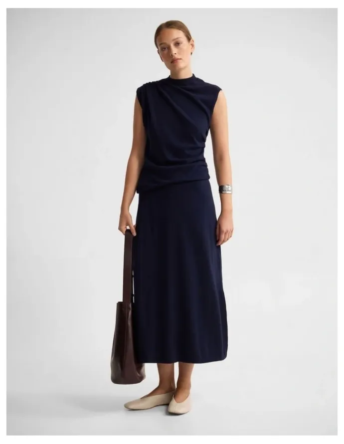 Oxford Adriana Cashmere Blend Top in Navy