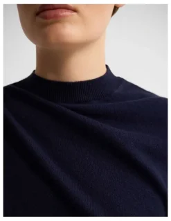Oxford Adriana Cashmere Blend Top in Navy