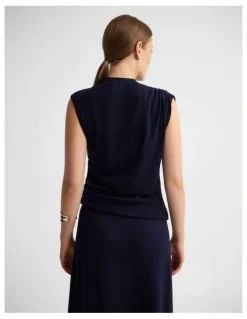 Oxford Adriana Cashmere Blend Top in Navy