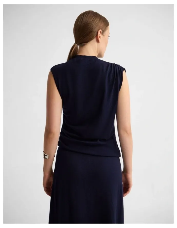 Oxford Adriana Cashmere Blend Top in Navy