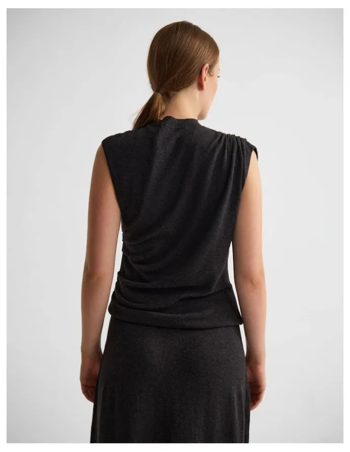 Oxford Adriana Cashmere Blend Top in Charcoal