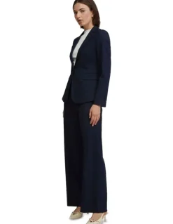 Oxford Alexa Wool Stretch Suit Jacket in Navy