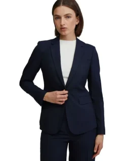 Oxford Alexa Wool Stretch Suit Jacket in Navy